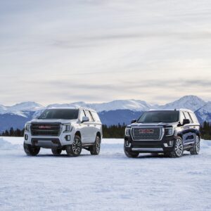 (L to R) 2021 GMC Yukon AT4 and Denali