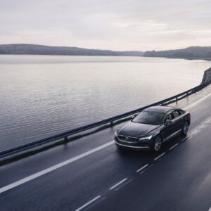 The refreshed Volvo S90 Recharge T8 plug-in hybrid in Platinum Grey