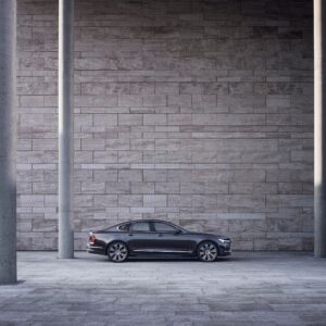 The refreshed Volvo S90 Recharge T8 plug-in hybrid in Platinum Grey