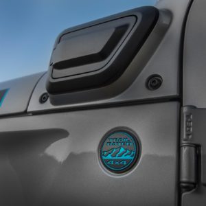 The charge port on the 2021 Jeep® Wrangler 4xe is mounted on the