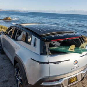 Fisker Ocean Silver in Leo Carrilo Beach; Golden Hour